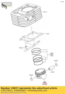 Kawasaki 130270021 piston-engine ll,o/s,1.0 - Bottom side