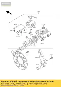 Kawasaki 430411517FE caliper-assy, ??rr, m.f.g. - Onderkant