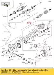 Tutaj możesz zamówić 03 zestaw biegów, przedni dyferencja? Od Kawasaki , z numerem części 131010112: