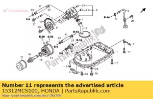 honda 15312MCS000 tubo b, caminho do óleo - Lado inferior