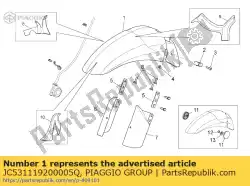 Ici, vous pouvez commander le garde-boue avant. Noir auprès de Piaggio Group , avec le numéro de pièce JC531119200005Q: