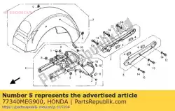 spoor, l. Grijp van Honda, met onderdeel nummer 77340MEG900, bestel je hier online: