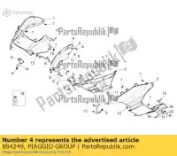 884249, Piaggio Group, Carenado interno derecho p.a. moto-guzzi norge zgulps01, zgulpt00, zgulps03 1200 2014 2016 2017, Nuevo