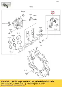 kawasaki 140790586 suporte-conjunto, fr caliper kx250zf - Lado inferior