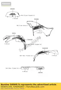 Kawasaki 560691109 motif, couvercle latéral, rh - La partie au fond