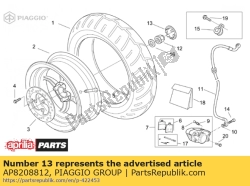 Aprilia AP8208812, Bouchon de roue arrière, OEM: Aprilia AP8208812