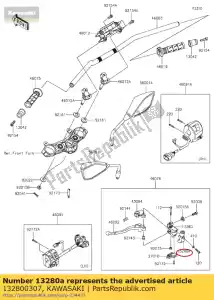 Kawasaki 132800307 suporte, alavanca da embreagem kle650a9f - Lado inferior