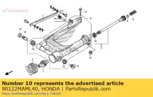 Honda 90122MAML40 bolt, l. swingarm pivot - Bottom side