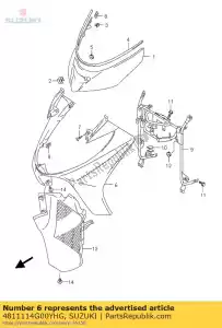 Suzuki 4811114G00YHG schild, been voorzijde - Onderkant