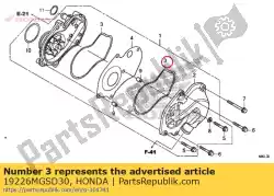 Ici, vous pouvez commander le joint, corps de pompe à eau auprès de Honda , avec le numéro de pièce 19226MGSD30: