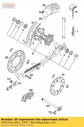 achtertandwiel 45 t van KTM, met onderdeel nummer 54610051045, bestel je hier online: