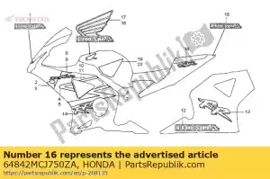 Honda 64842MCJ750ZA marque, rr. capot de siège * type - La partie au fond