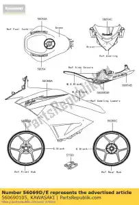 kawasaki 560690105 pattern,tail cover,rh zx600raf - Bottom side