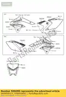 560690027, Kawasaki, motif, couvercle latéral, fr, rh kawasaki klx  r klx450r 450 , Nouveau