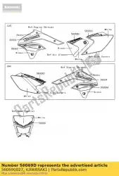 patroon, zijkap, fr, rh van Kawasaki, met onderdeel nummer 560690027, bestel je hier online: