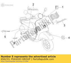 Aprilia 656233, Etykieta ?gts 125?, OEM: Aprilia 656233