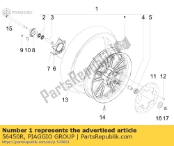 Aprilia 56450R, Roda dianteira completa, OEM: Aprilia 56450R