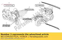 Here you can order the mark, honda *type1 * (type1 ) from Honda, with part number 86102MGSD70ZA: