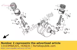zuiger (0,50) van Honda, met onderdeel nummer 13103MBA305, bestel je hier online: