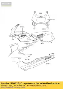 kawasaki 560621225 pattern,side cover,lh ex500-d5 - Bottom side