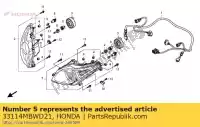 33114MBWD21, Honda, presa comp., luce di posizione honda cbr fjs nss 250 400 600 2001 2002 2003 2004 2005 2006 2007 2008 2009 2010 2011 2012, Nuovo