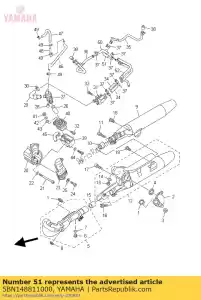 yamaha 5BN148811000 hose, bend 1 - Bottom side