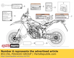 Aprilia 851156, Siod?o jednoosobowe dec., OEM: Aprilia 851156