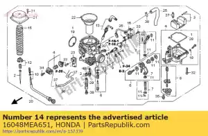 Honda 16048MEA651 jeu de soupapes, coupe air - La partie au fond