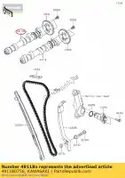 491180756, Kawasaki, albero a camme-comp, ex kawasaki kle versys e f vulcan special edition se en s ag bg vn b 650 abs en650 kle650 650l lams cafe , Nuovo