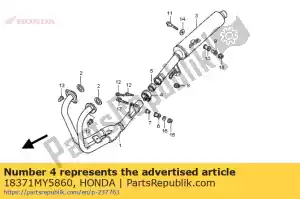 Honda 18371MY5860 banda, silenciador - Lado inferior