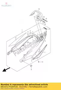 Suzuki 6816517H20HUD fita, cauda do assento - Lado inferior