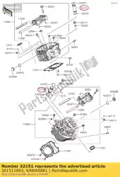 pijp, plug van Kawasaki, met onderdeel nummer 321511893, bestel je hier online: