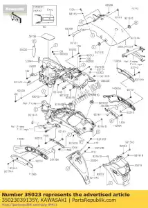 Kawasaki 35023039135Y fender-rear,m.r.purple - Bottom side