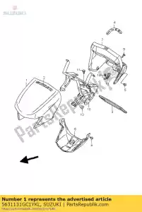 Suzuki 5631131GC1YKL cubrir, manejar - Lado inferior