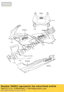 Kawasaki 560521124 marque, capot supérieur, gpz - La partie au fond