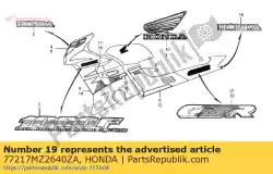 Here you can order the mark b,rr*type20* from Honda, with part number 77217MZ2640ZA: