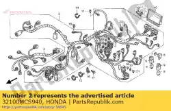 kabelboom van Honda, met onderdeel nummer 32100MCS940, bestel je hier online: