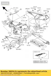 cover-side-sub, rh, ebbenhout van Kawasaki, met onderdeel nummer 3603453916C, bestel je hier online: