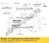 677058, Piaggio Group, decalcomania fascia scudo anteriore destra aprilia  lbmc50200, lbmc50201 sr sr motard zd4cs5,  50 125 2012 2013 2016 2017 2018 2019 2020 2021 2022, Nuovo