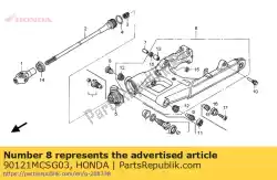 Here you can order the bolt r,swingarm p from Honda, with part number 90121MCSG03: