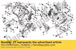 Aqui você pode pedir o parafuso, tampa do meio em Honda , com o número da peça 90135MCSG01: