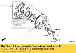 Ici, vous pouvez commander le joint d'huile, 47x60x7 (arai) auprès de Honda , avec le numéro de pièce 91251GK4003: