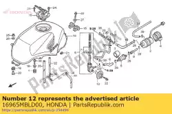 Ici, vous pouvez commander le levier, robinet de carburant auprès de Honda , avec le numéro de pièce 16965MBLD00: