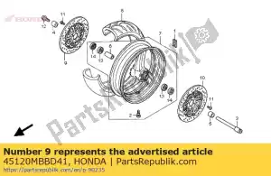 Honda 45120MBBD41 disk comp., r. fr. brake - Bottom side