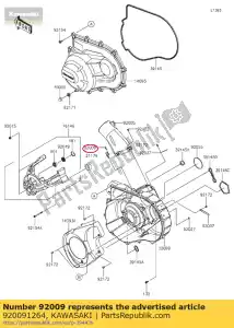 Kawasaki 920091264 screw,tapping,5x16 - Bottom side