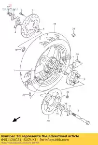 Suzuki 6451120C21 roda dentada, traseira - Lado inferior