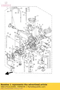 Yamaha 5NG141016000 conjunto de carburador 1 - Lado inferior