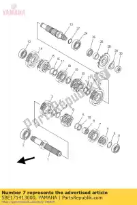 yamaha 5BE171413000 engranaje, cuarto piñón - Lado inferior