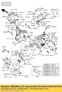 Kawasaki 55028023415P capota, upp, lh, c.l.green - Lado inferior