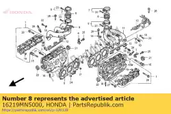 Aqui você pode pedir o banda, isolador (b) em Honda , com o número da peça 16219MN5000: